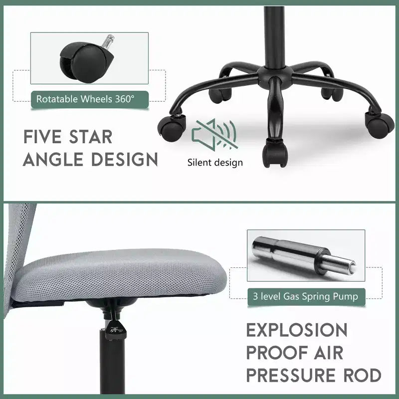 FDW Home Office Chair Mid Back Mesh Desk Chair Armless Computer Chair Rolling Swivel Chair with Lumbar Support