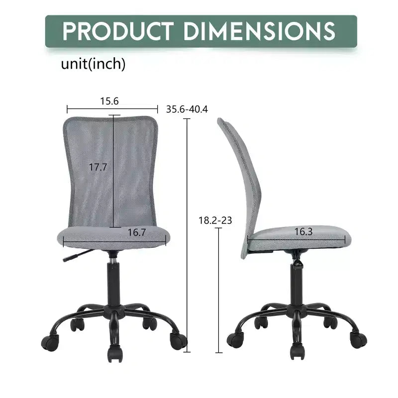 FDW Home Office Chair Mid Back Mesh Desk Chair Armless Computer Chair Rolling Swivel Chair with Lumbar Support