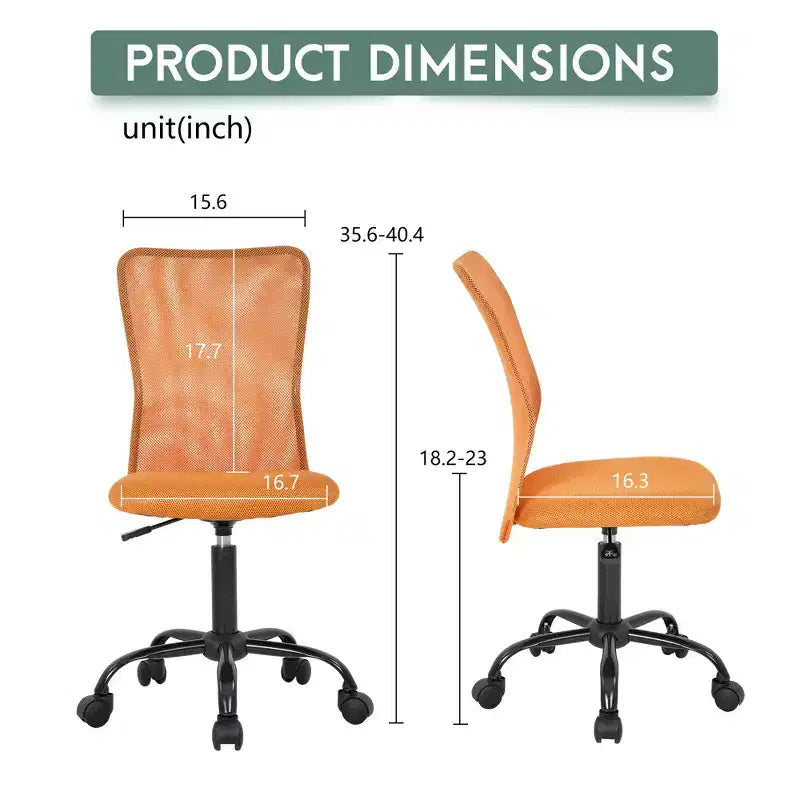 FDW Home Office Chair Mid Back Mesh Desk Chair Armless Computer Chair Rolling Swivel Chair with Lumbar Support