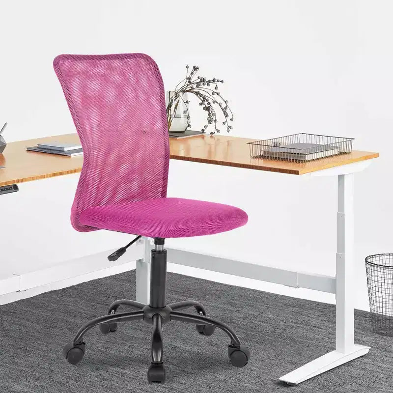 FDW Home Office Chair Mid Back Mesh Desk Chair Armless Computer Chair Rolling Swivel Chair with Lumbar Support