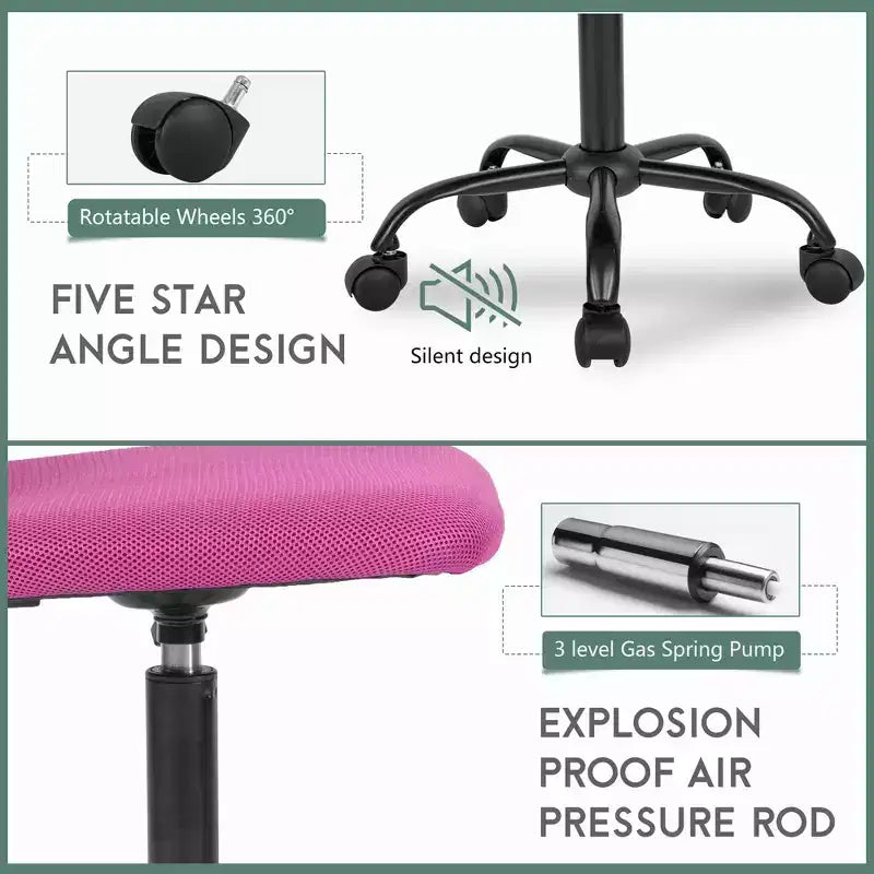 FDW Home Office Chair Mid Back Mesh Desk Chair Armless Computer Chair Rolling Swivel Chair with Lumbar Support