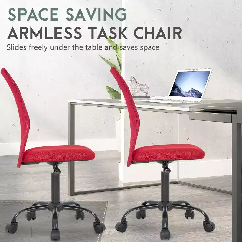 FDW Home Office Chair Mid Back Mesh Desk Chair Armless Computer Chair Rolling Swivel Chair with Lumbar Support