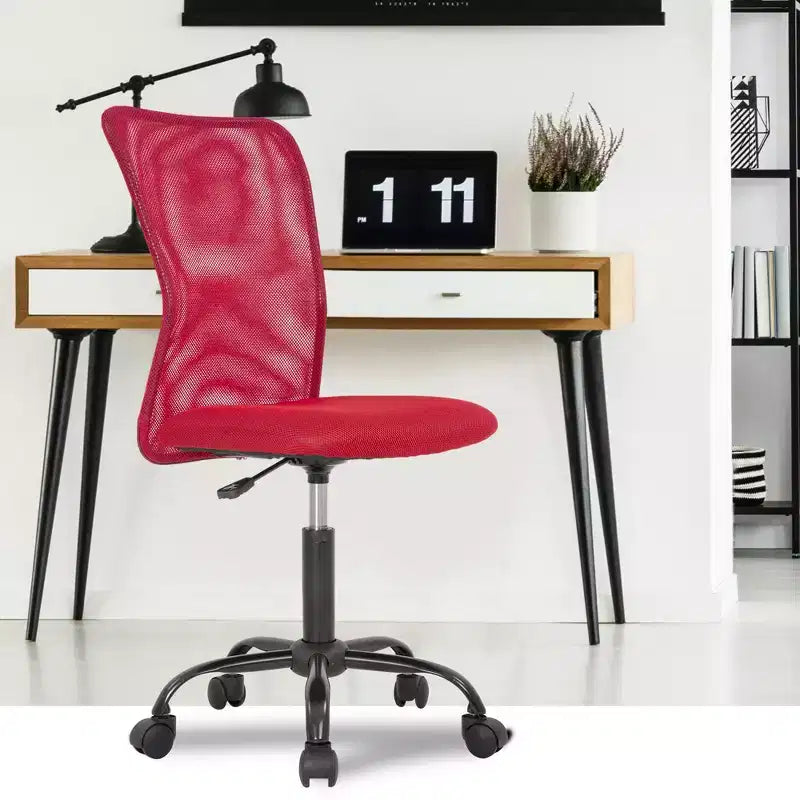 FDW Home Office Chair Mid Back Mesh Desk Chair Armless Computer Chair Rolling Swivel Chair with Lumbar Support