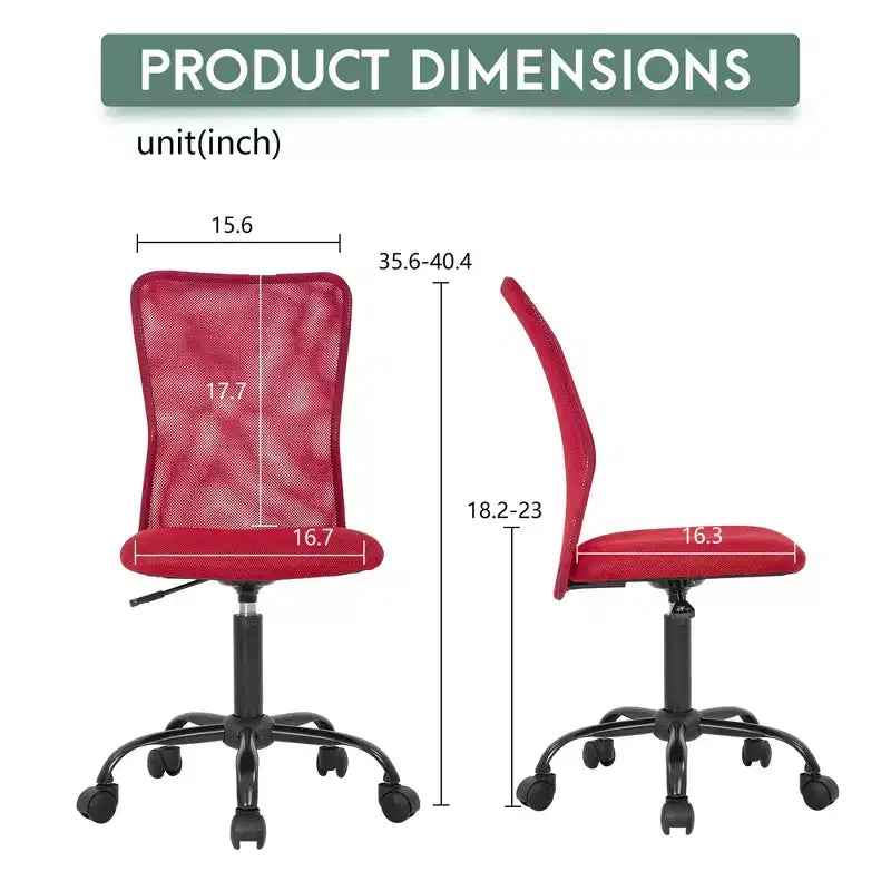FDW Home Office Chair Mid Back Mesh Desk Chair Armless Computer Chair Rolling Swivel Chair with Lumbar Support