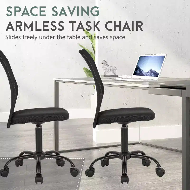 FDW Home Office Chair Mid Back Mesh Desk Chair Armless Computer Chair Rolling Swivel Chair with Lumbar Support