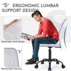 FDW Home Office Chair Mid Back Mesh Desk Chair Armless Computer Chair Rolling Swivel Chair with Lumbar Support