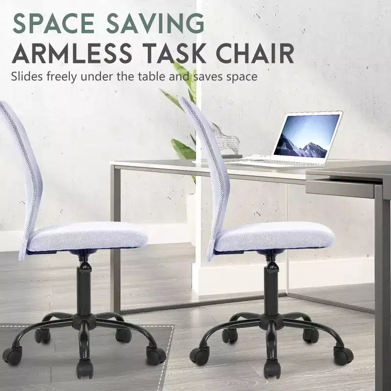 FDW Home Office Chair Mid Back Mesh Desk Chair Armless Computer Chair Rolling Swivel Chair with Lumbar Support