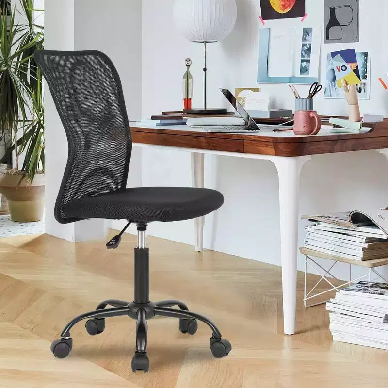 FDW Home Office Chair Mid Back Mesh Desk Chair Armless Computer Chair Rolling Swivel Chair with Lumbar Support