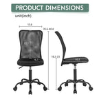 FDW Home Office Chair Mid Back Mesh Desk Chair Armless Computer Chair Rolling Swivel Chair with Lumbar Support