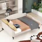 Full Size Upholstered Tufted Daybed, Beige