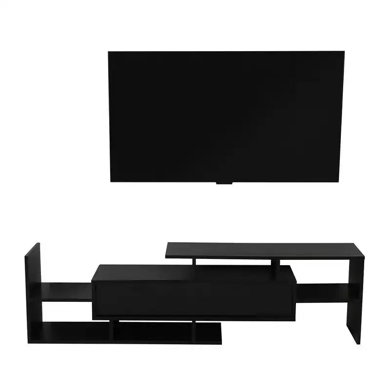 Mobile porta TV LeisureMod con ripiani e libreria in MDF, parte della collezione Surrey. Mobile da intrattenimento moderno per soggiorno, appartamento o ufficio