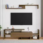 Mobile porta TV LeisureMod con ripiani e libreria in MDF, parte della collezione Surrey. Mobile da intrattenimento moderno per soggiorno, appartamento o ufficio