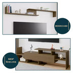 Mobile porta TV LeisureMod con ripiani e libreria in MDF, parte della collezione Surrey. Mobile da intrattenimento moderno per soggiorno, appartamento o ufficio