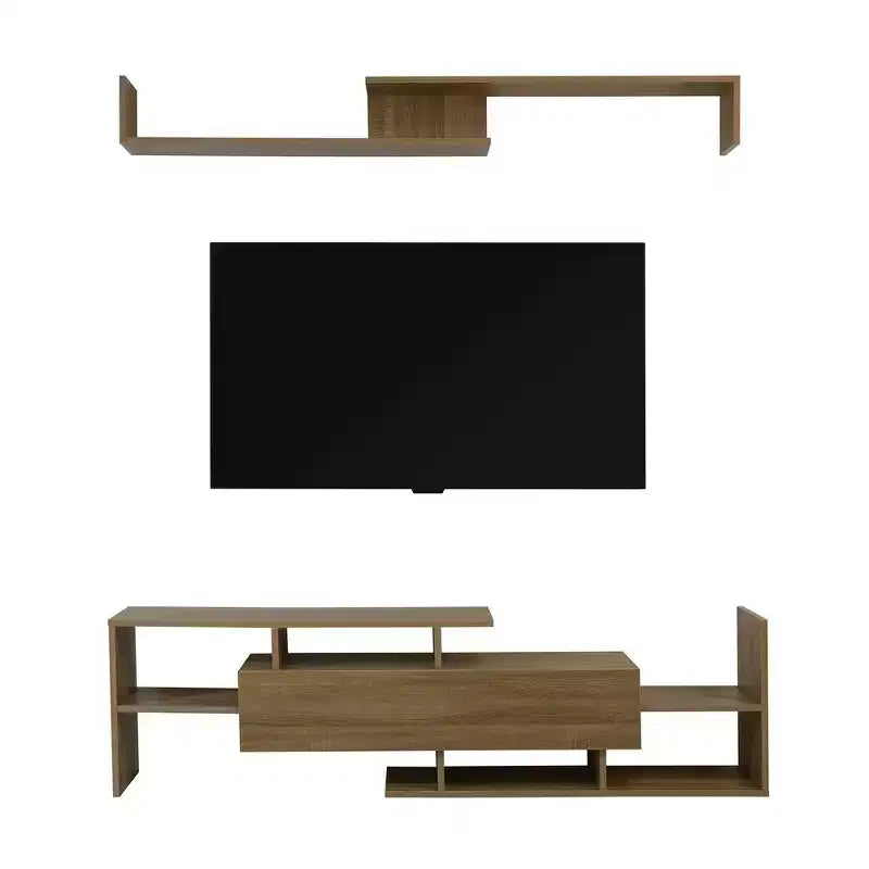 Mobile porta TV LeisureMod con ripiani e libreria in MDF, parte della collezione Surrey. Mobile da intrattenimento moderno per soggiorno, appartamento o ufficio