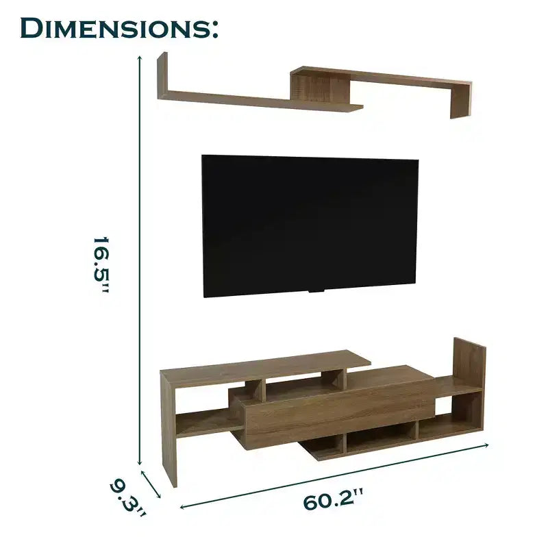 Mobile porta TV LeisureMod con ripiani e libreria in MDF, parte della collezione Surrey. Mobile da intrattenimento moderno per soggiorno, appartamento o ufficio