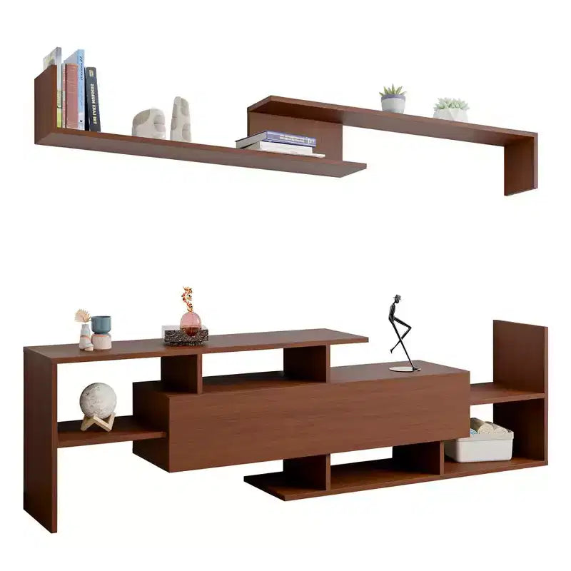 Mobile porta TV LeisureMod con ripiani e libreria in MDF, parte della collezione Surrey. Mobile da intrattenimento moderno per soggiorno, appartamento o ufficio
