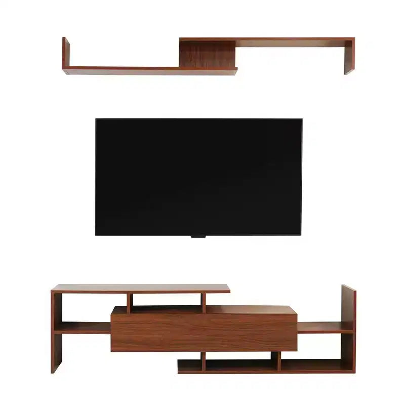 Mobile porta TV LeisureMod con ripiani e libreria in MDF, parte della collezione Surrey. Mobile da intrattenimento moderno per soggiorno, appartamento o ufficio
