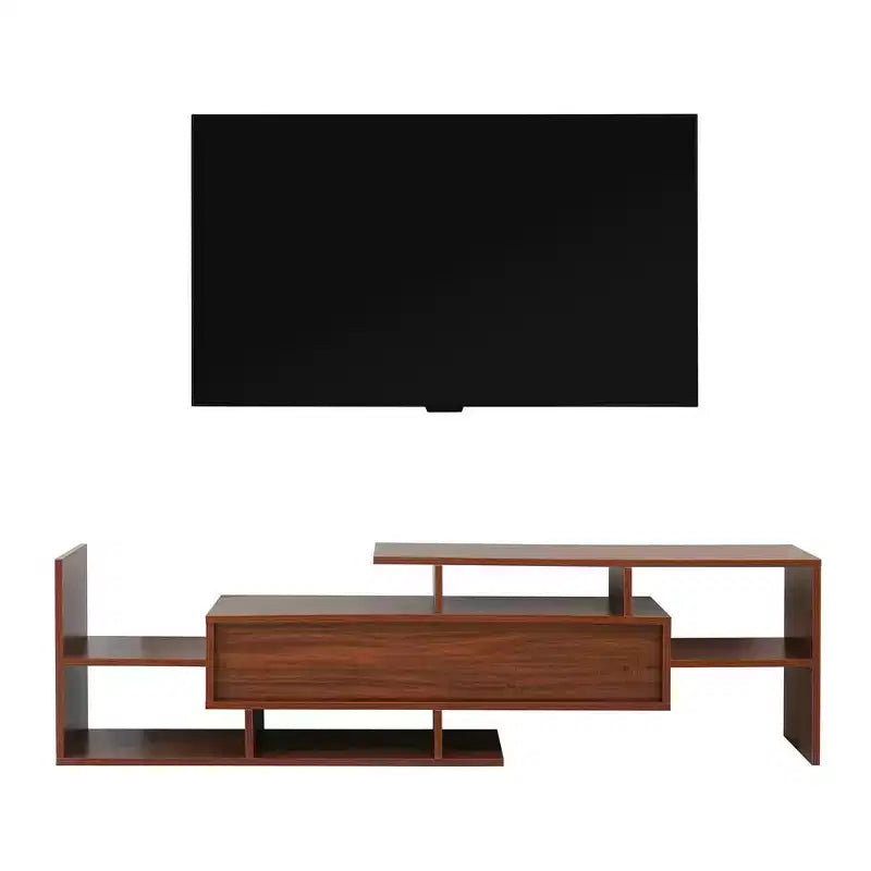 Mobile porta TV LeisureMod con ripiani e libreria in MDF, parte della collezione Surrey. Mobile da intrattenimento moderno per soggiorno, appartamento o ufficio