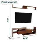 Mobile porta TV LeisureMod con ripiani e libreria in MDF, parte della collezione Surrey. Mobile da intrattenimento moderno per soggiorno, appartamento o ufficio