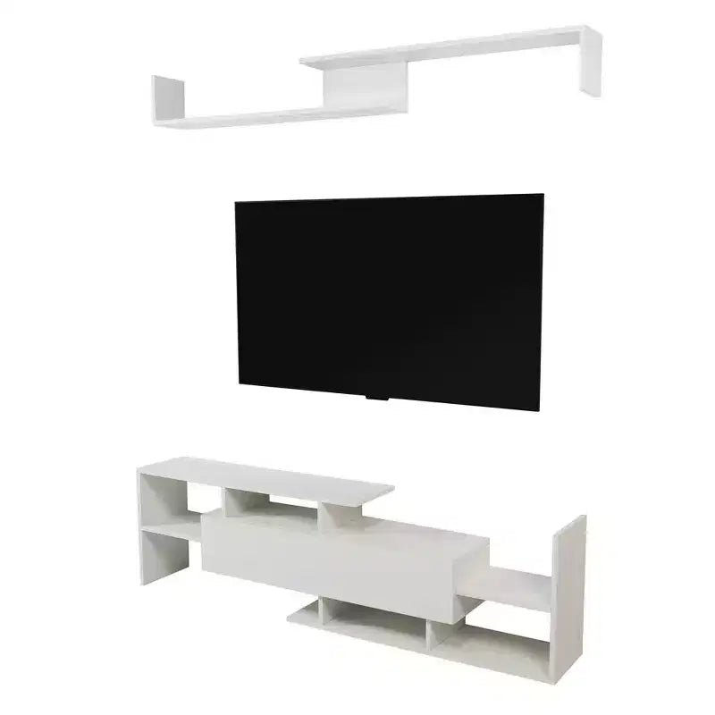 Mobile porta TV LeisureMod con ripiani e libreria in MDF, parte della collezione Surrey. Mobile da intrattenimento moderno per soggiorno, appartamento o ufficio