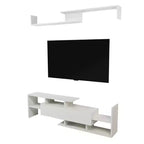 Mobile porta TV LeisureMod con ripiani e libreria in MDF, parte della collezione Surrey. Mobile da intrattenimento moderno per soggiorno, appartamento o ufficio