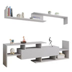 Mobile porta TV LeisureMod con ripiani e libreria in MDF, parte della collezione Surrey. Mobile da intrattenimento moderno per soggiorno, appartamento o ufficio