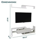 Mobile porta TV LeisureMod con ripiani e libreria in MDF, parte della collezione Surrey. Mobile da intrattenimento moderno per soggiorno, appartamento o ufficio