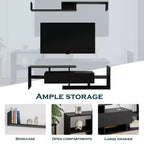 Mobile porta TV LeisureMod con ripiani e libreria in MDF, parte della collezione Surrey. Mobile da intrattenimento moderno per soggiorno, appartamento o ufficio