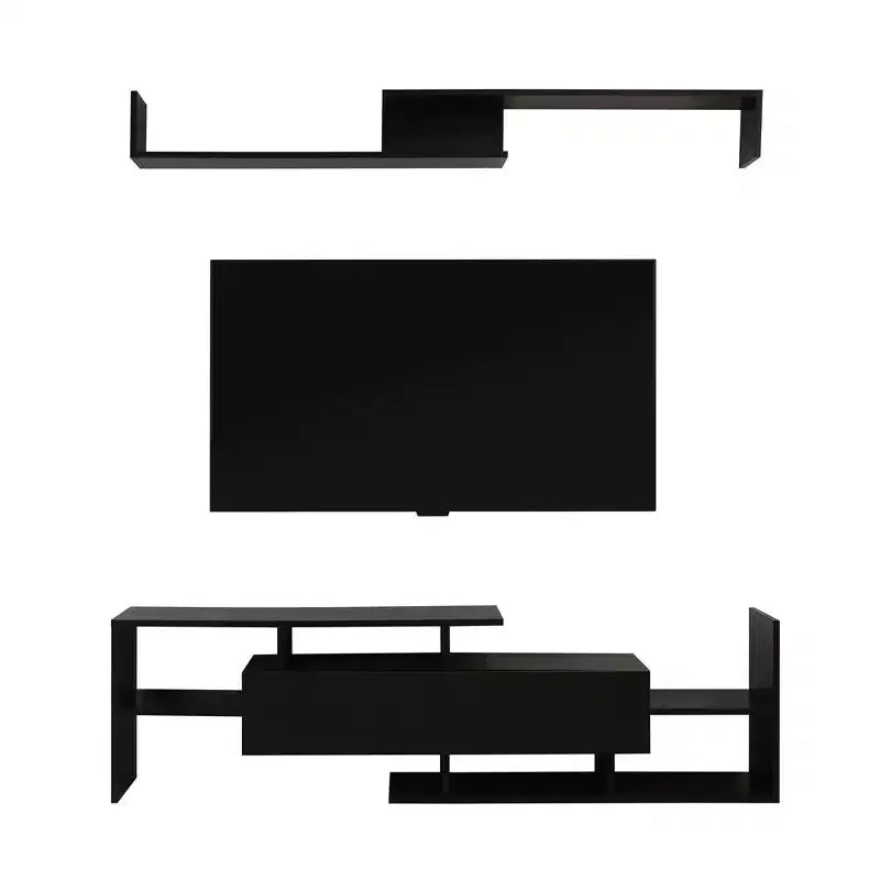 Mobile porta TV LeisureMod con ripiani e libreria in MDF, parte della collezione Surrey. Mobile da intrattenimento moderno per soggiorno, appartamento o ufficio