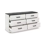 Signature Design by Ashley Shawburn Six Drawer Dresser, Two-Tone Whitewash and Rustic Gray, Modern Farmhouse