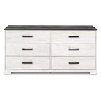 Signature Design by Ashley Shawburn Six Drawer Dresser, Two-Tone Whitewash and Rustic Gray, Modern Farmhouse
