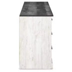 Signature Design by Ashley Shawburn Six Drawer Dresser, Two-Tone Whitewash and Rustic Gray, Modern Farmhouse