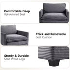 Hyleory Modern Corduroy Fabric Upholstered Accent Chair with Ottoman in