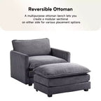 Hyleory Modern Corduroy Fabric Upholstered Accent Chair with Ottoman in