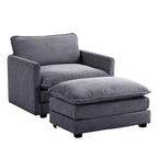 Hyleory Modern Corduroy Fabric Upholstered Accent Chair with Ottoman in