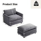 Hyleory Modern Corduroy Fabric Upholstered Accent Chair with Ottoman in
