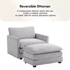 Hyleory Modern Corduroy Fabric Upholstered Accent Chair with Ottoman in