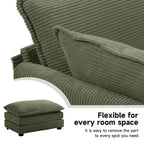 Hyleory Modern Corduroy Fabric Upholstered Accent Chair with Ottoman in