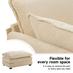 Hyleory Modern Corduroy Fabric Upholstered Accent Chair with Ottoman in