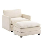 Hyleory Modern Corduroy Fabric Upholstered Accent Chair with Ottoman in