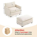 Hyleory Modern Corduroy Fabric Upholstered Accent Chair with Ottoman in