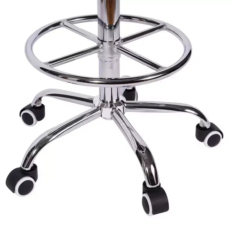 VECELO Round Rolling Stool, Easy Assembly PU Leather Height Adjustable Drafting Swivel Chair