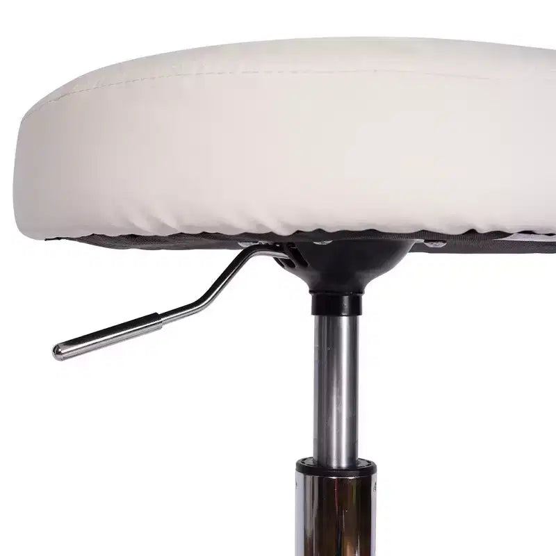 VECELO Round Rolling Stool, Easy Assembly PU Leather Height Adjustable Drafting Swivel Chair