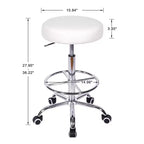 VECELO Round Rolling Stool, Easy Assembly PU Leather Height Adjustable Drafting Swivel Chair