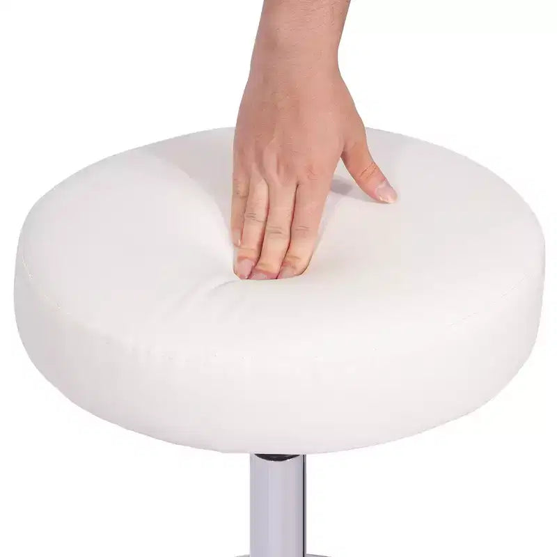 VECELO Round Rolling Stool, Easy Assembly PU Leather Height Adjustable Drafting Swivel Chair