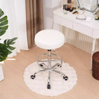VECELO Round Rolling Stool, Easy Assembly PU Leather Height Adjustable Drafting Swivel Chair
