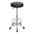 VECELO Round Rolling Stool, Easy Assembly PU Leather Height Adjustable Drafting Swivel Chair