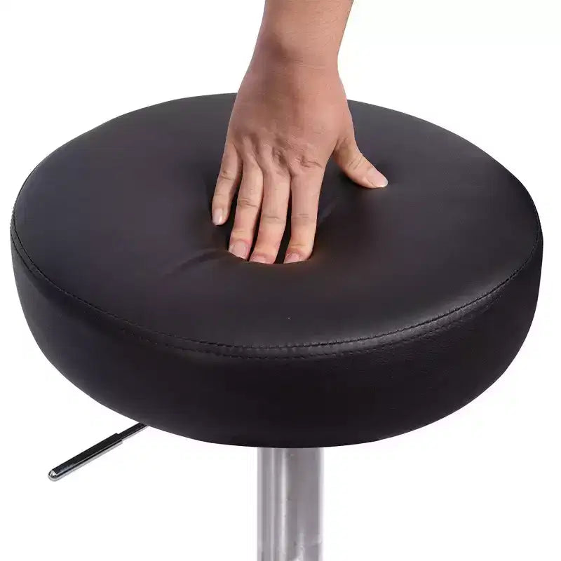 VECELO Round Rolling Stool, Easy Assembly PU Leather Height Adjustable Drafting Swivel Chair