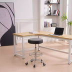 VECELO Round Rolling Stool, Easy Assembly PU Leather Height Adjustable Drafting Swivel Chair