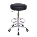 VECELO Round Rolling Stool, Easy Assembly PU Leather Height Adjustable Drafting Swivel Chair